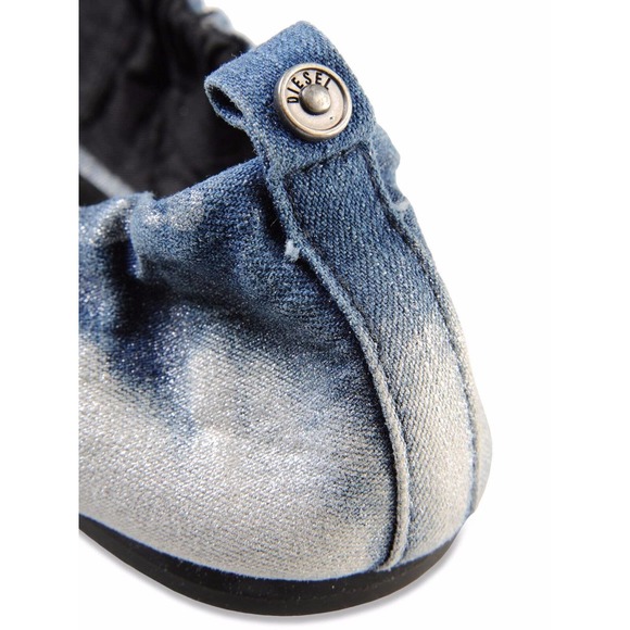 Diesel Tippy Peep Open Toe Ballet Ballerina Flat Shoe Indigo/Silver 5 NIB $110 - Picture 4 of 5